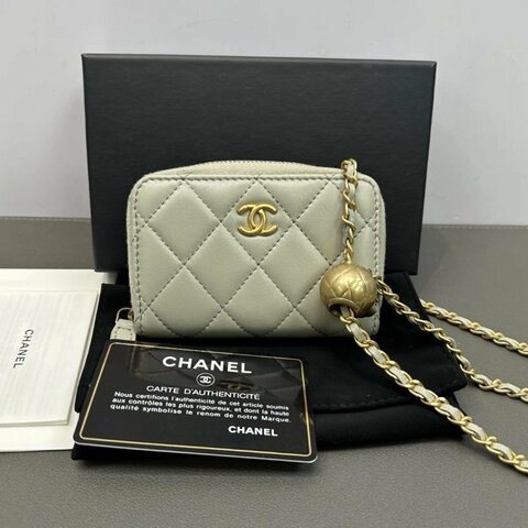CHANEL 灰金金球mini肩背斜背鏈條包10*7*2 98新配件盒子塵袋保卡
