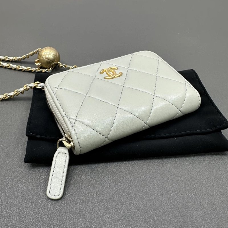 CHANEL 灰金金球mini肩背斜背鏈條包10*7*2 98新配件盒子塵袋保卡-2