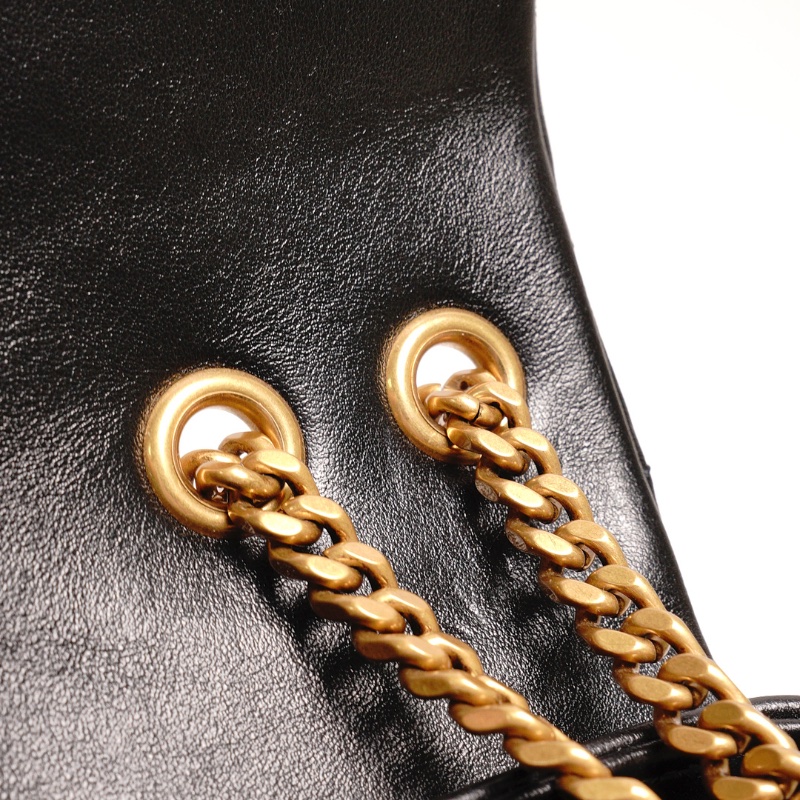 YSL LOULOU 黑金配色 小牛皮鏈條包(小號)-12