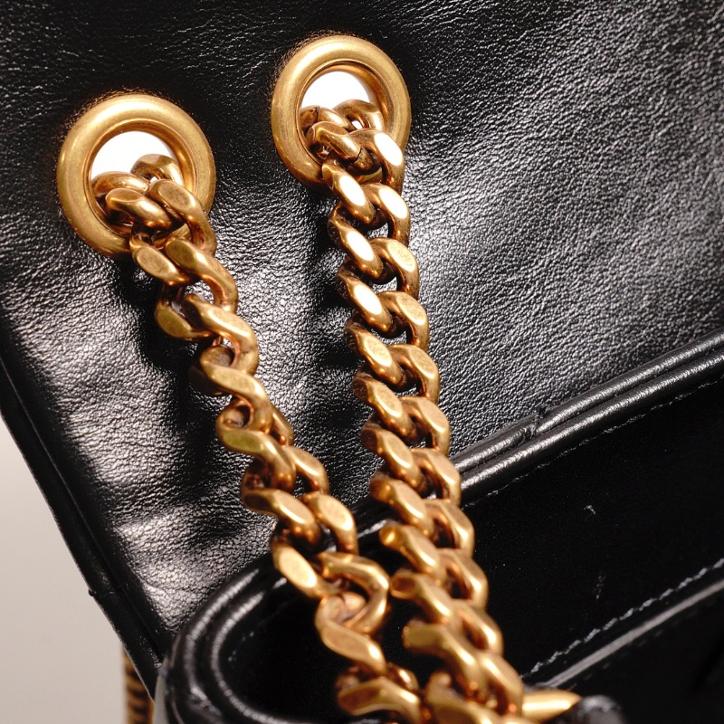 YSL LOULOU 黑金配色 小牛皮鏈條包(小號)-13