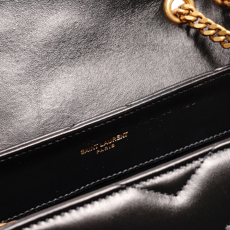 YSL LOULOU 黑金配色 小牛皮鏈條包(小號)-19