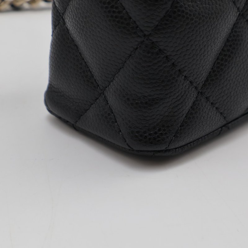 CHANEL 26C LP粒面牛皮手提飯盒包 - 黑金-6