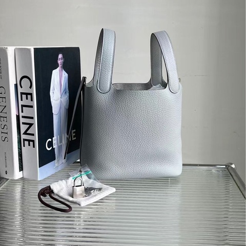 全新🆕 Hermes / 愛馬仕菜籃18 冰川藍 銀扣 K刻