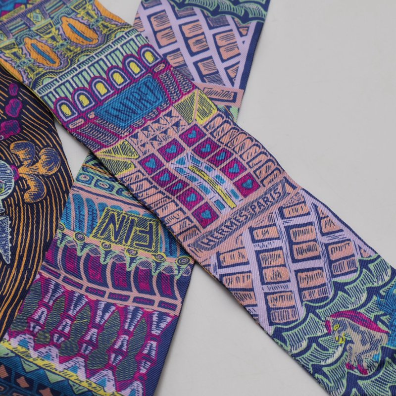 HERMES Super Silk Quest絲巾大冒險Twilly - 鈷藍/黃-2