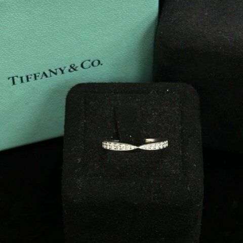 TIFFANY Harmony 系列鉑金鑲鑽戒指49碼 99新配件盒子