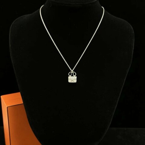 HERMES 白金康康滿鑽項鍊鏈長38cm 98新配件盒子