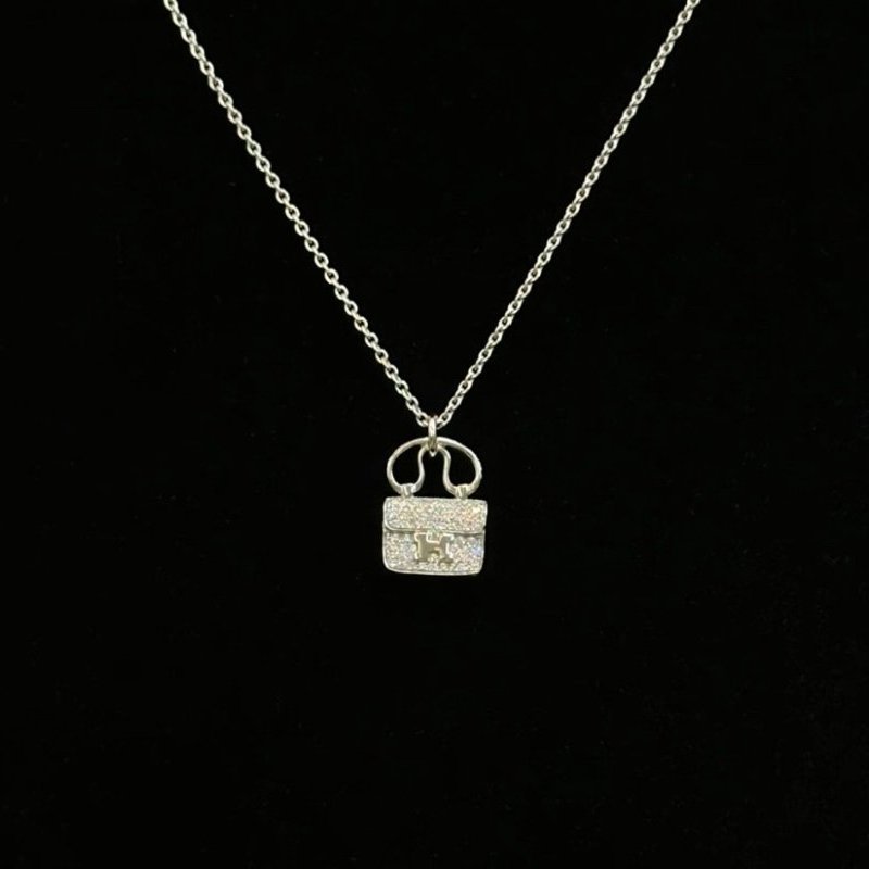 HERMES 白金康康滿鑽項鍊鏈長38cm 98新配件盒子-1