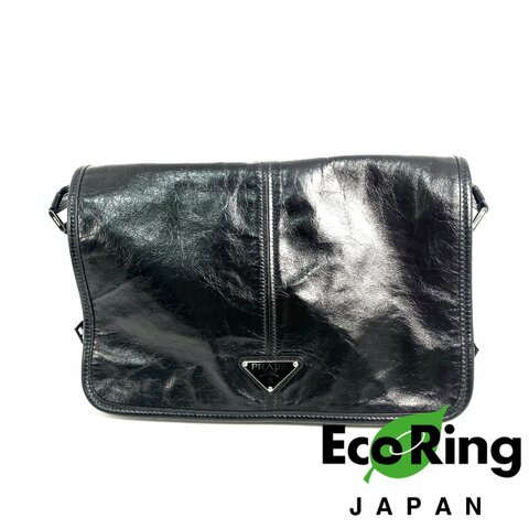 △ Prada 普拉達 Black Calfskin Single Flap Shoulder Bag 2VD073 黑色小牛皮肩背袋 - 257023032