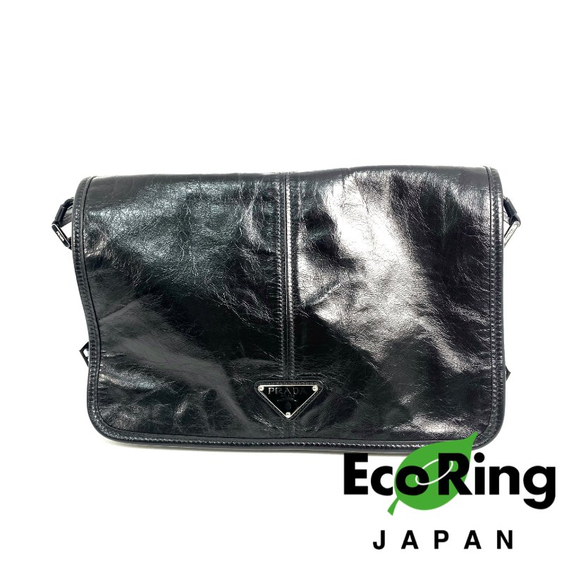 △ Prada 普拉達 Black Calfskin Single Flap Shoulder Bag 2VD073 黑色小牛皮肩背袋 - 257023032-0