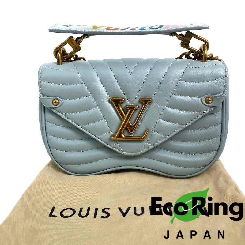 △ Louis Vuitton 路易威登 Blue Calfskin New Wave Chain Shoulder Bag M55443 藍色小牛皮鎖鏈肩背袋 - 257023245-0
