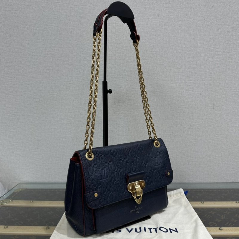 LV 金扣牛皮壓花vavin BB肩背斜背包25.5*15*8 98新配件盒子塵袋-1