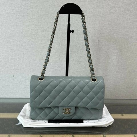 CHANEL 綠金荔枝牛皮CF中號25*16*7 98新配件塵袋