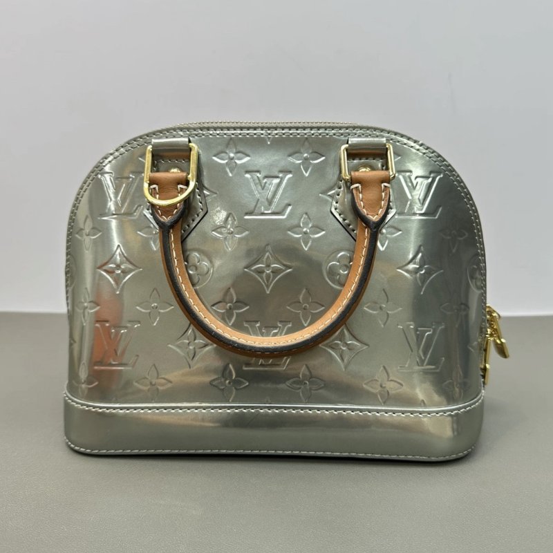 LV 漆皮金扣貝殼限量手提斜背包23*17*10 98新配件鑰匙鎖塵袋-5