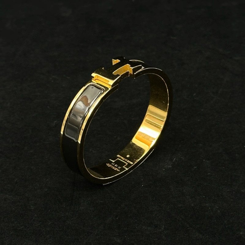 HERMES 黑色H琺瑯手鐲 15cm 全新閒置配件盒子塵袋-1