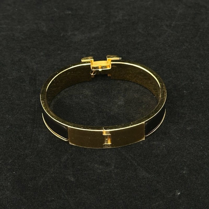 HERMES 黑色H琺瑯手鐲 15cm 全新閒置配件盒子塵袋-3