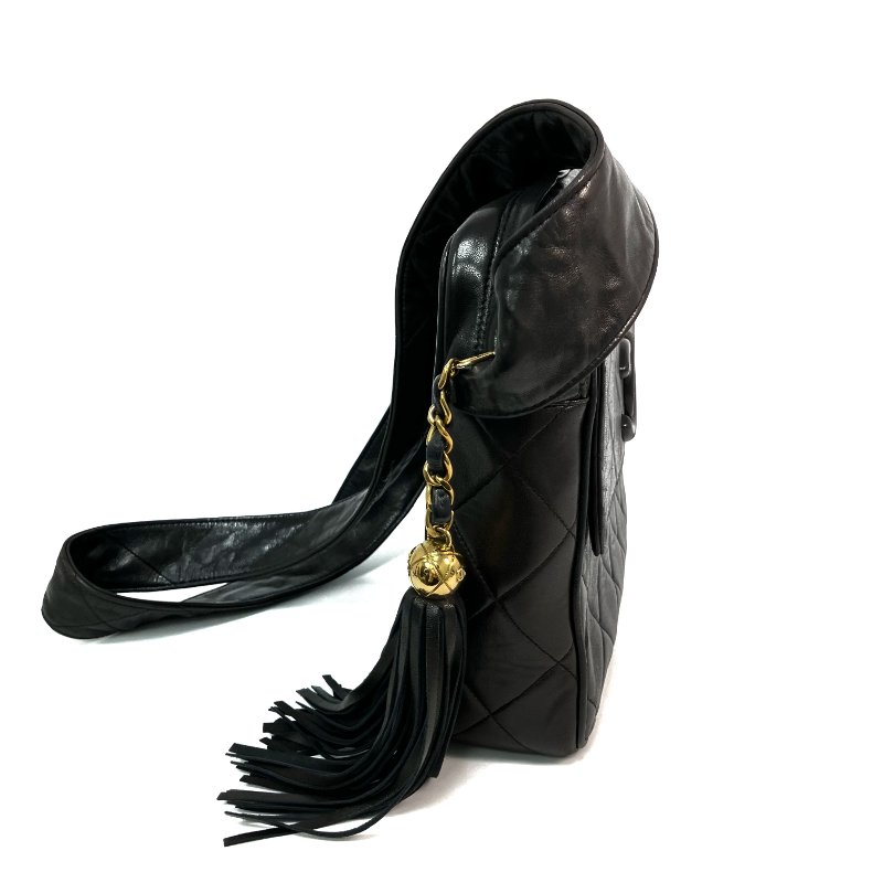 △ Chanel 香奈兒 Brown Lambskin Gold Tone Metal Fringe Shoulder Bag No.3 啡色小羊皮金色金屬流蘇肩背袋No.3 - 257022982-3