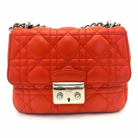 DIOR 紅銀菱格紋肩背斜背包20*13.5*9 98新配件塵袋