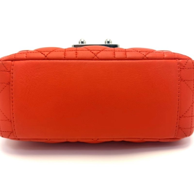 DIOR 紅銀菱格紋肩背斜背包20*13.5*9 98新配件塵袋-3