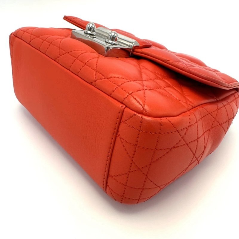 DIOR 紅銀菱格紋肩背斜背包20*13.5*9 98新配件塵袋-4