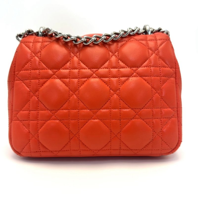 DIOR 紅銀菱格紋肩背斜背包20*13.5*9 98新配件塵袋-5