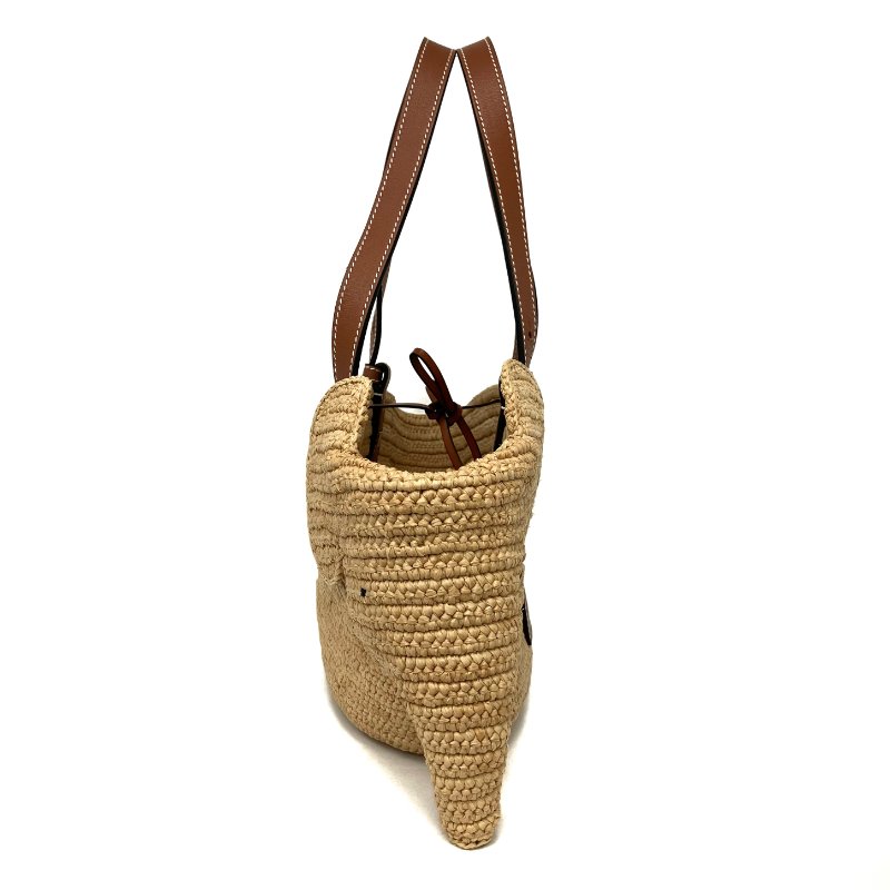 ☆ Loewe 羅意威 Beige Raffia Elephant Tote Bag 米色拉菲草大象托特袋 - 257022979-3