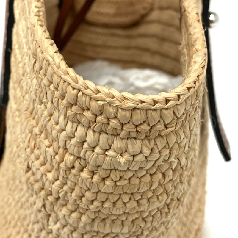 ☆ Loewe 羅意威 Beige Raffia Elephant Tote Bag 米色拉菲草大象托特袋 - 257022979-6
