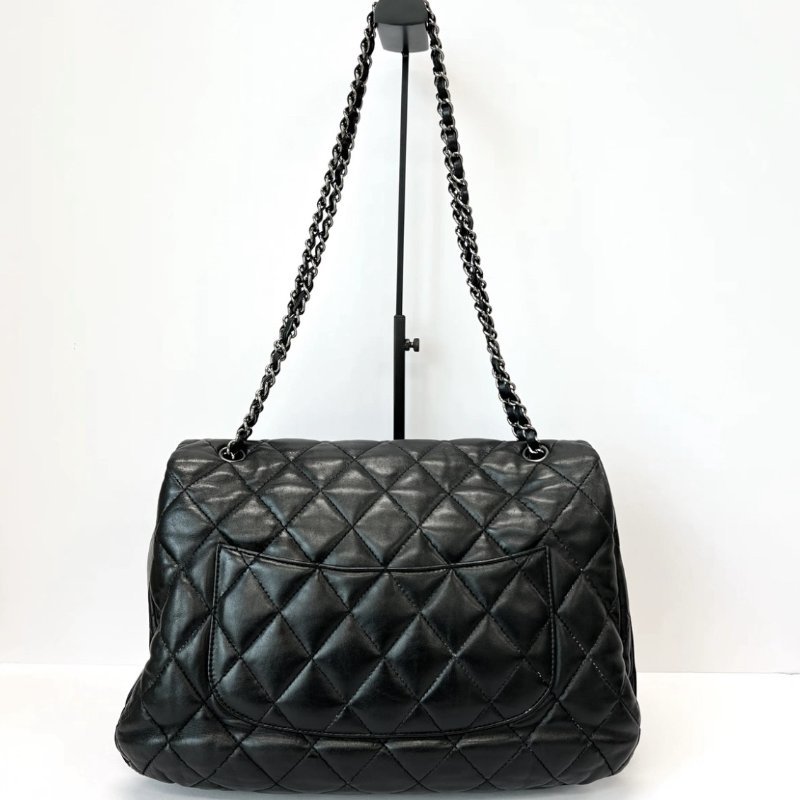 CHANEL 黑銀南瓜機場手提肩背包34.5*24*6.5 98新配件塵袋-5