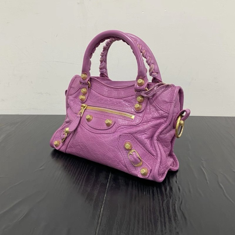 BALENCIAGA Le city粉金mini手提肩背斜背機車包23*16*6 97新配件鏡子塵袋-2