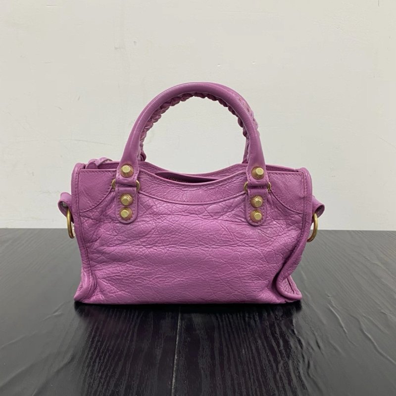 BALENCIAGA Le city粉金mini手提肩背斜背機車包23*16*6 97新配件鏡子塵袋-5
