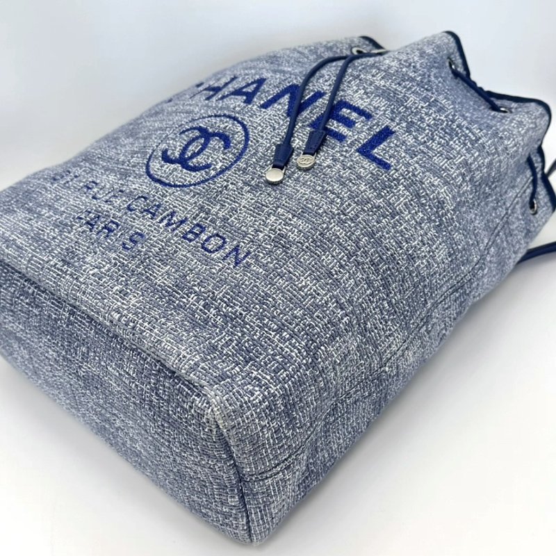 CHANEL 帆布海軍藍沙灘後背包32*37*13 98新配件塵袋-4