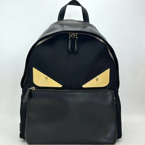FENDI 小怪獸黑金眼睛後背包 32*40*12 98新