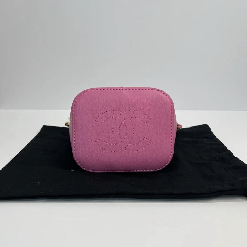 CHANEL drawstring bag紫色金扣水桶包18*21*12 全新閒置配件盒子塵袋保卡-3