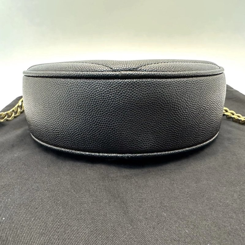 YSL 黑色金扣圓餅肩背斜背包17*17*5.5 98新配件塵袋-3