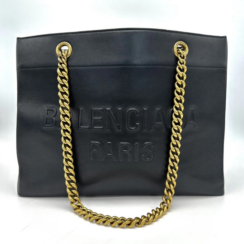 BALENCIAGA 黑金字母Logo圖案Totebag35*27*14 98新-0