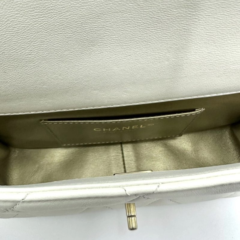 CHANEL 白金珍珠大mini肩背斜背鏈條包20*7*13 98新配件塵袋-1
