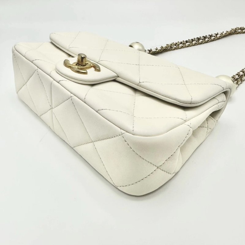 CHANEL 白金珍珠大mini肩背斜背鏈條包20*7*13 98新配件塵袋-4