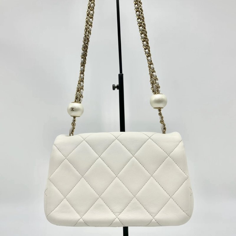 CHANEL 白金珍珠大mini肩背斜背鏈條包20*7*13 98新配件塵袋-5