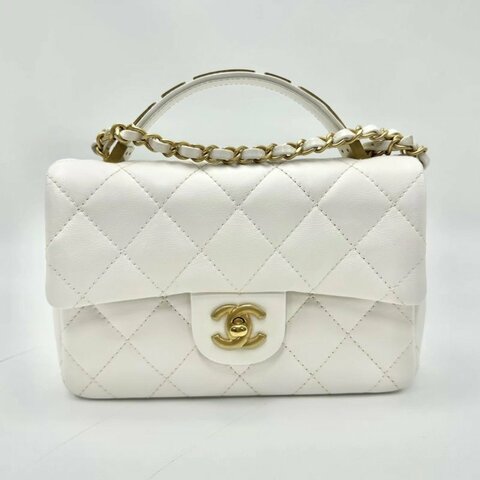 CHANEL 24p手柄方胖子白金手提肩背包 21*13 99新配件塵袋