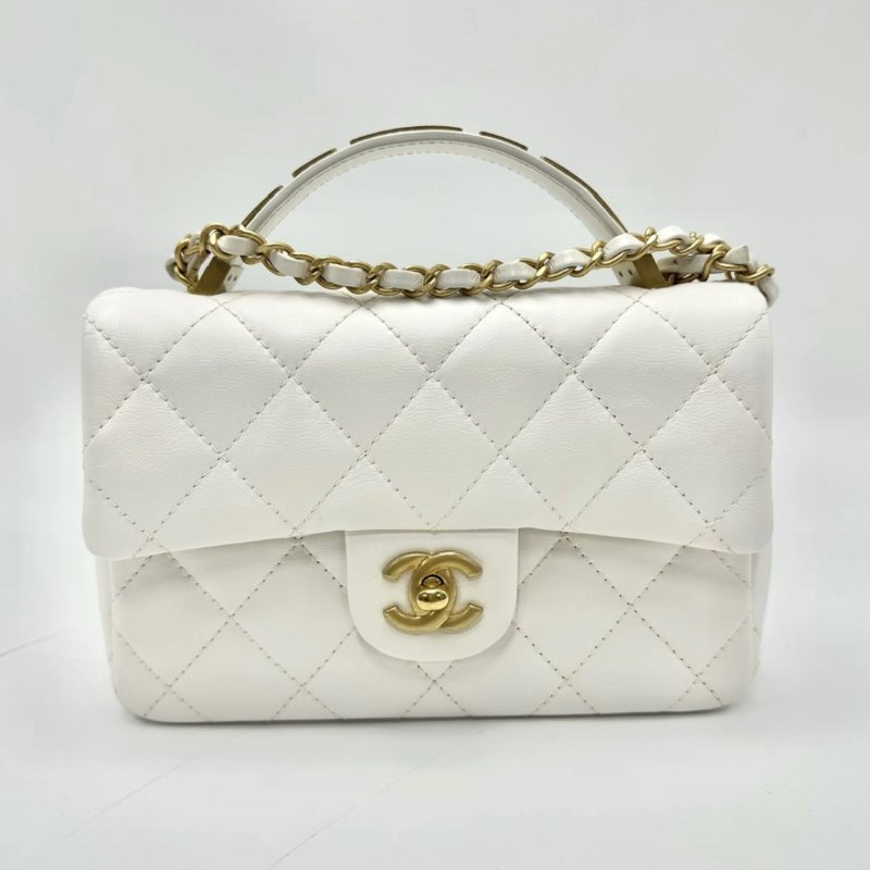 CHANEL 24p手柄方胖子白金手提肩背包 21*13 99新配件塵袋-0
