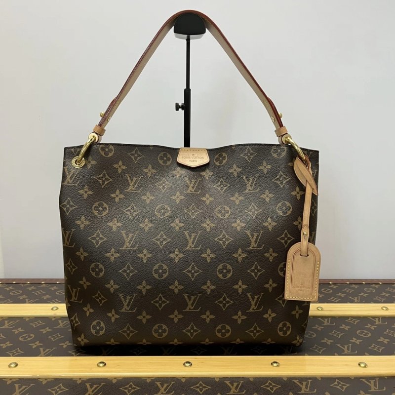 LV graceful老花hobo肩背包31*29*14 98新配件塵袋-0