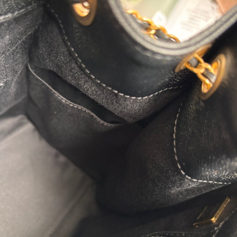 ::CHANEL:: 香奈兒 AS5600 黑色荔枝牛皮復古金雙C束口後背包 25中型背包-14