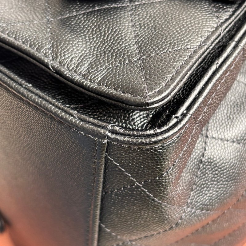 ::CHANEL:: 香奈兒 AS5600 黑色荔枝牛皮復古金雙C束口後背包 25中型背包-16