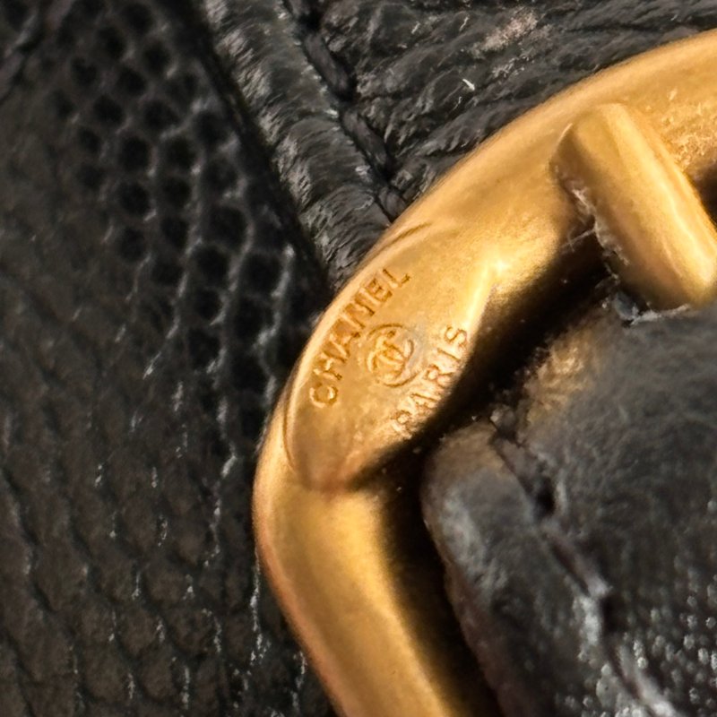 ::CHANEL:: 香奈兒 AS5600 黑色荔枝牛皮復古金雙C束口後背包 25中型背包-20