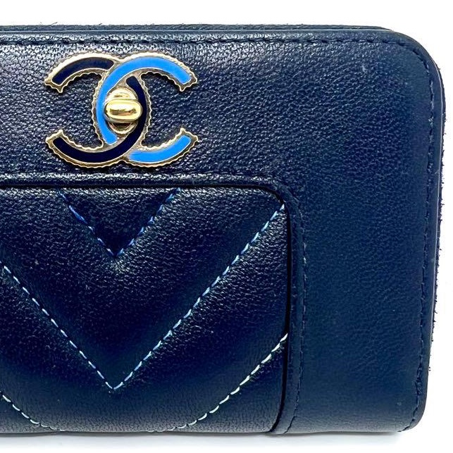 🌷Chanel 海軍藍拼色雙C錢包短夾|經典花紋✦fufu style 精品✦ 氣質款|-6