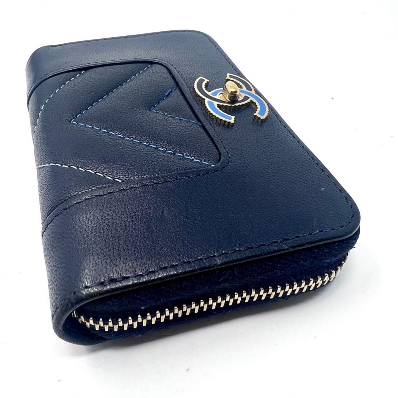🌷Chanel 海軍藍拼色雙C錢包短夾|經典花紋✦fufu style 精品✦ 氣質款|-12