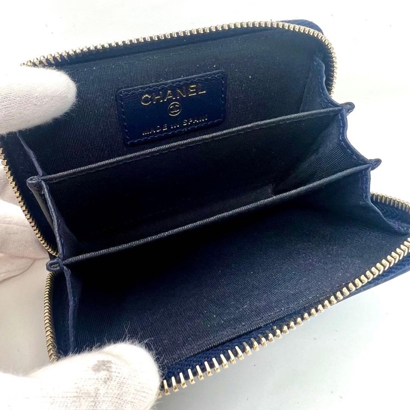 🌷Chanel 海軍藍拼色雙C錢包短夾|經典花紋✦fufu style 精品✦ 氣質款|-31
