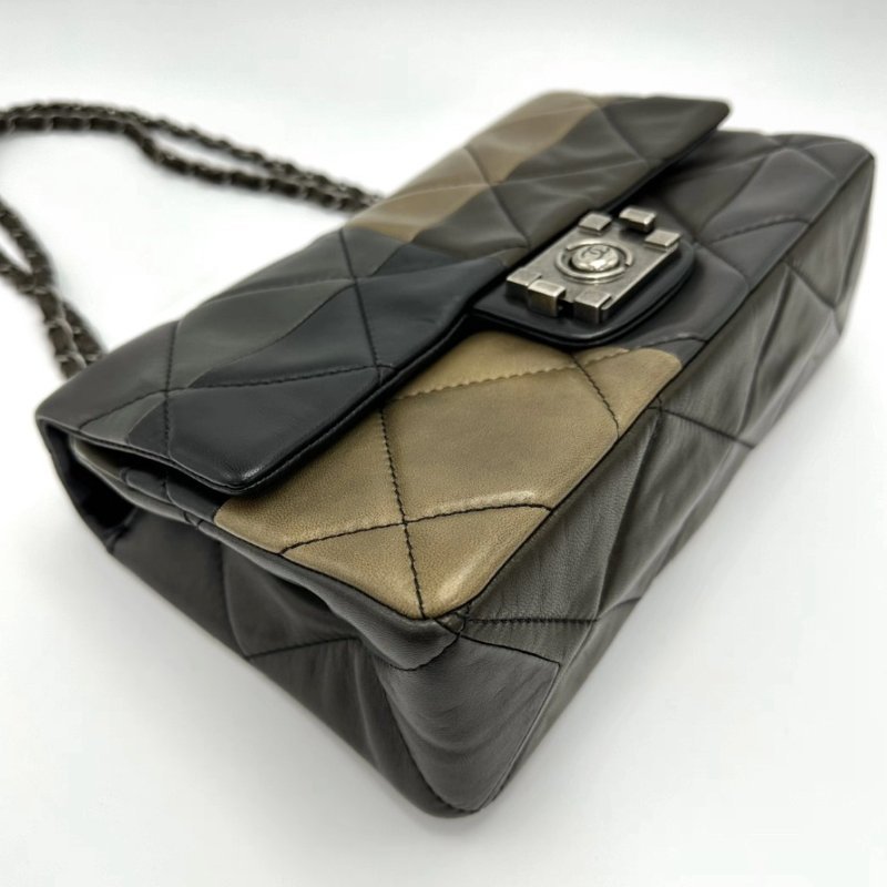 CHANEL 限定拼色CF拼leboy扣肩背斜背包27.5*16*8 98新配件保卡塵袋-2