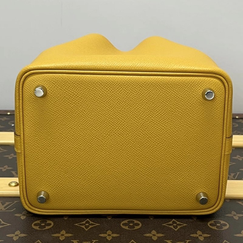 HERMES 菜籃子18琥珀黃手提包 18*18*13 全新閒置配件盒子塵袋鑰匙鎖-3