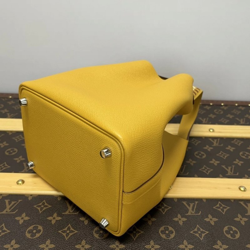 HERMES 菜籃子18琥珀黃手提包 18*18*13 全新閒置配件盒子塵袋鑰匙鎖-4