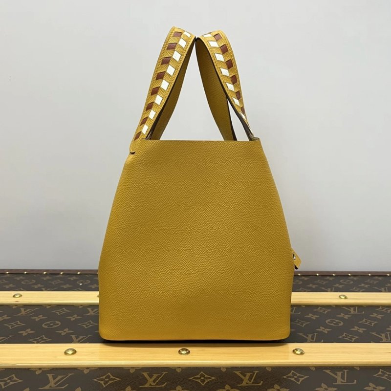 HERMES 菜籃子18琥珀黃手提包 18*18*13 全新閒置配件盒子塵袋鑰匙鎖-5